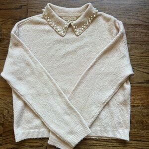 Women’s Copper Key Pearl Collar Sweater in Cream